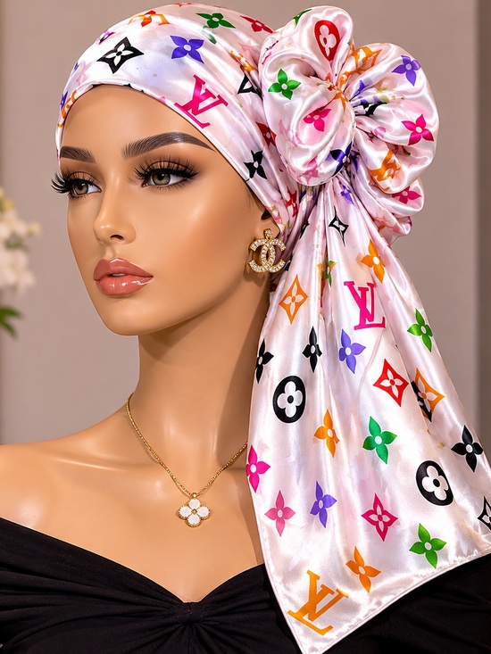 Accessories - Silk-Feel Multicolor Monogram Headscarf - Women Accessories